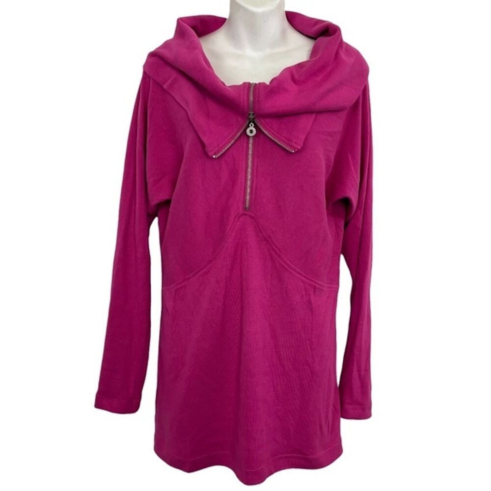 SOFT SURROUNDINGS Pink Quarter Zip Long Sleeve Cowl Neck Pullover Sweatshirt S